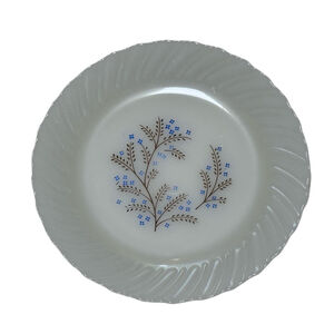 Termocrisa Mexico Milk Glass Blue & Brown Floral Pattern 7" B/B Plate Swirl Edge